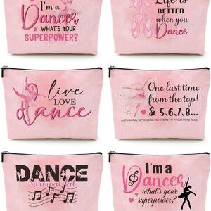 6 Pcs Dance Makeup Bag, Dancer Gifts, Dance Gifts Dance Stuff Cosmetic Bag Dance